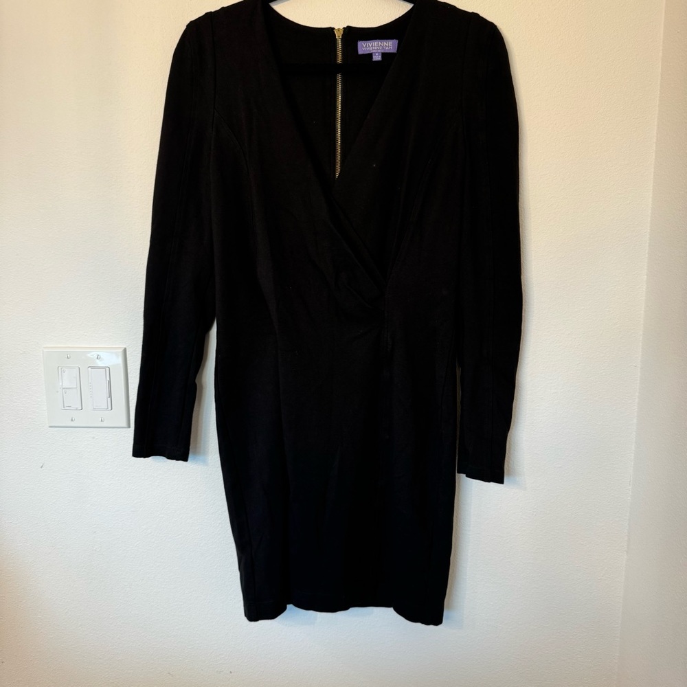 Vivienne Tam Long Sleeve V Neck Dress Charcoal women’s Medium - Picture 3 of 7